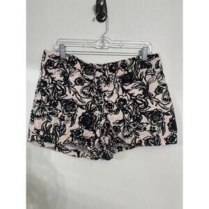 LOFT Black & Cream Floral Shorts Size 12